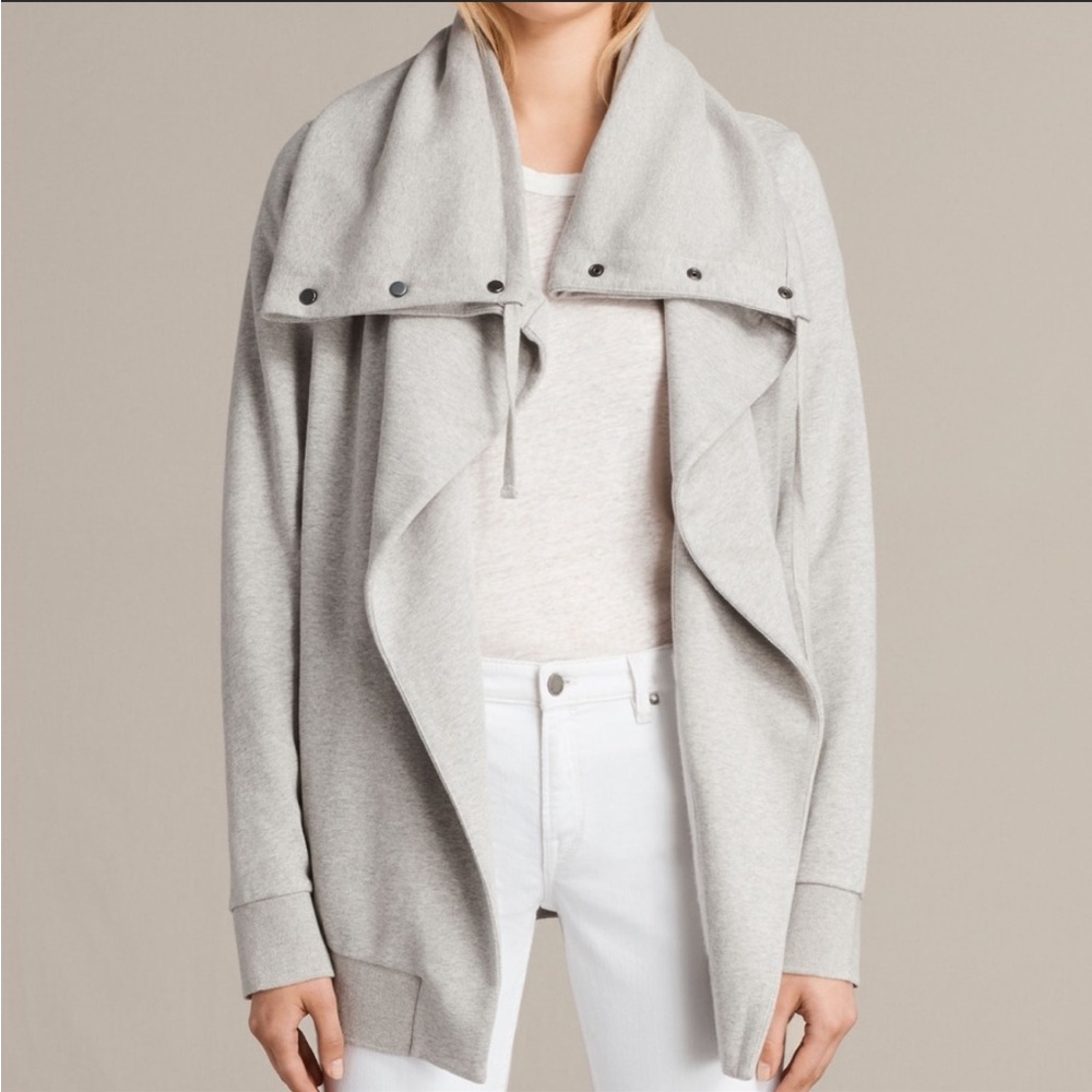 All Saints Brooke Draped Sweatshirt Jacket